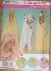 4817 TERRY CLOTH KIDS WRAP HOODIE TOWELS, MITTS PATTERN